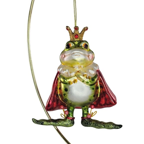 Robert Stanley Party Animals Frog King Glass Ornament Regal Design - Picture 1 of 5